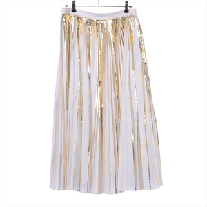 Valentino Garavani High-rise Pleated Midi Skirt White x Metallic Gold