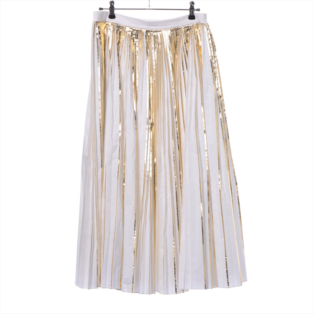 Valentino Garavani High-rise Pleated Midi Skirt White x Metallic Gold