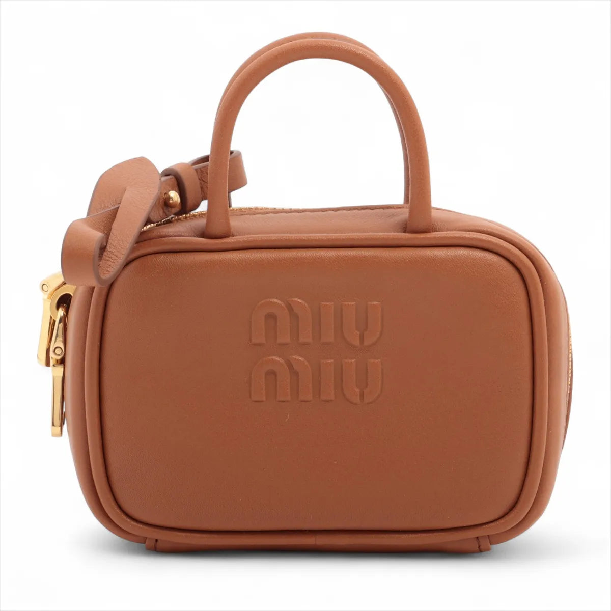 Miu Miu Leather Pouch Bag Charm Brown