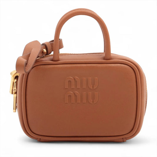 Miu Miu Leather Pouch Bag Charm Brown