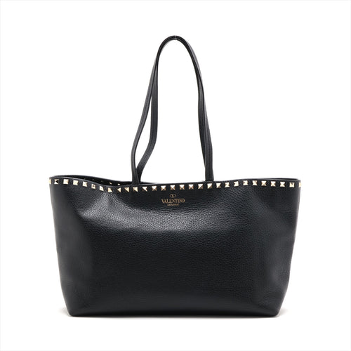 #1 Valentino Garavani Rockstud Leather Tote Bag Black