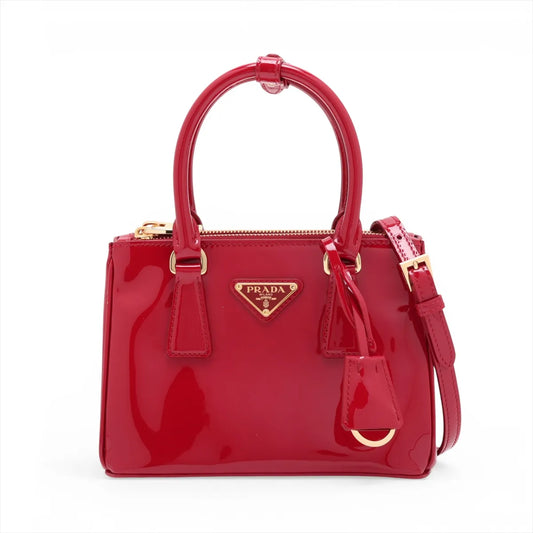 Prada Patent Leather Two-Way Handbag Red