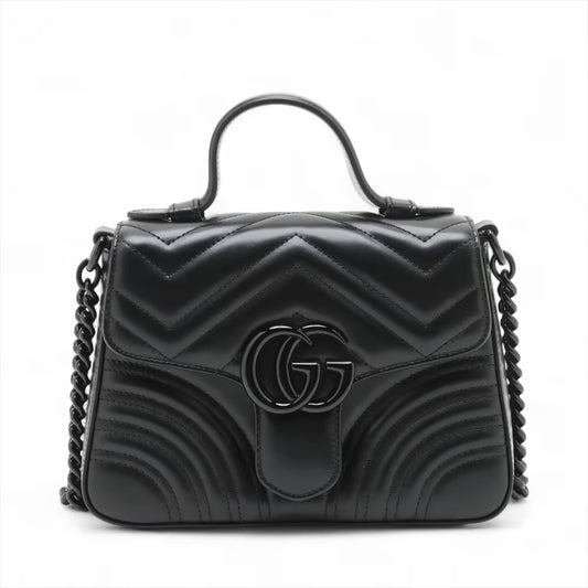 Gucci GG Marmont Leather Two-Way Handbag Black