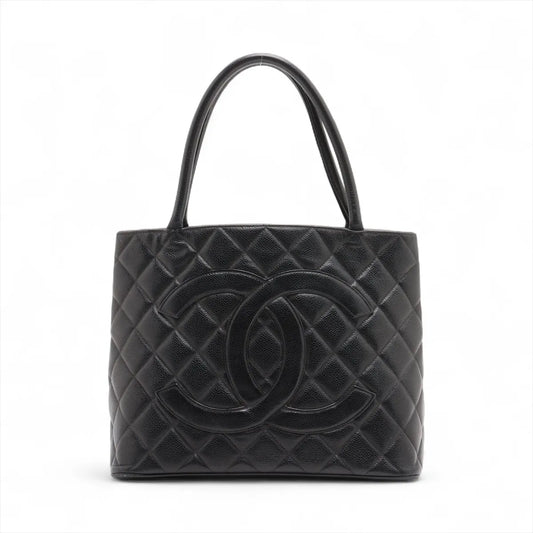 Chanel CC Logo Re-release Caviar Skin Tote Bag Black
