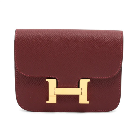 Hermes Constance Slim Veau Epsom Coin Purse Red