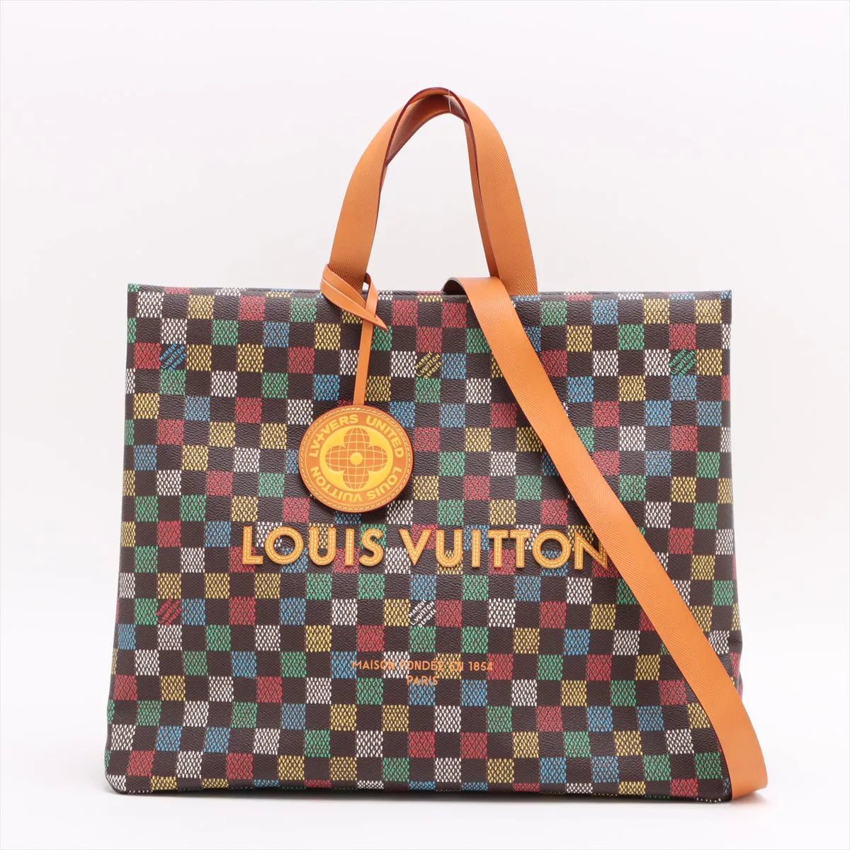 Louis Vuitton LV Vers United Damier Ebene Canvas Shopper Tote Bag MM Multicolor