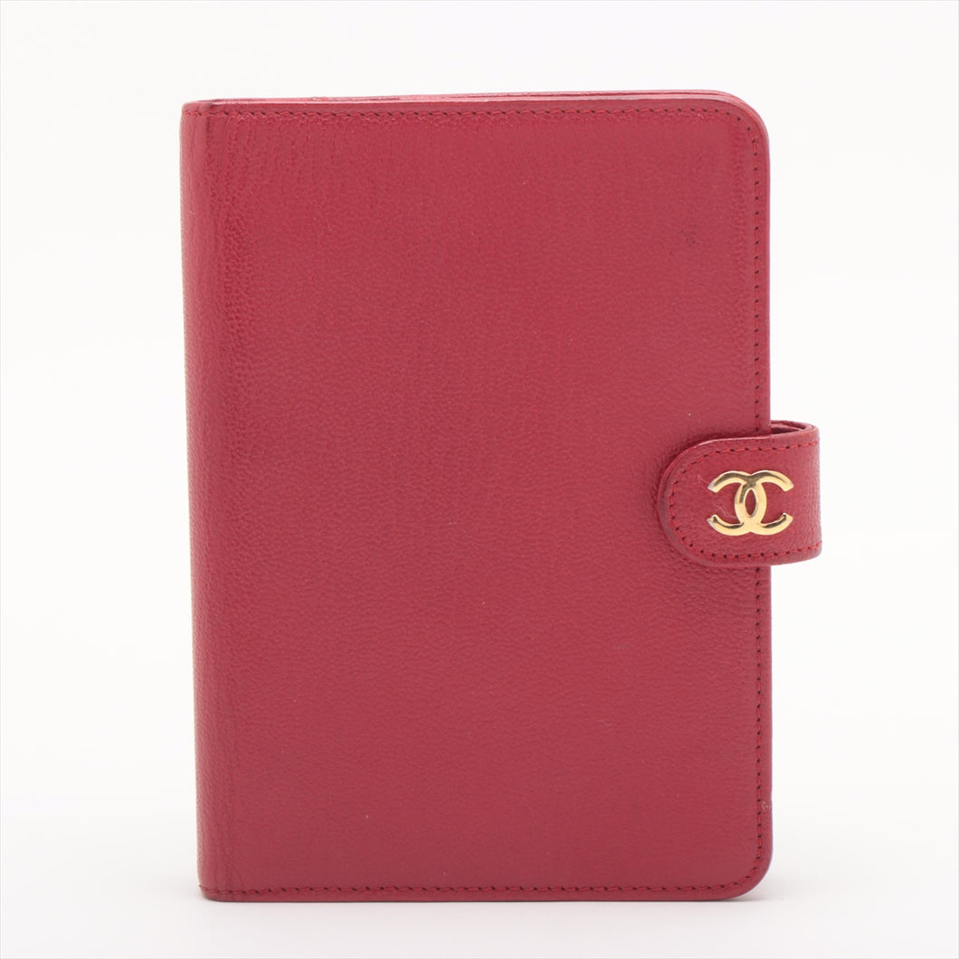 Chanel CC Logo Leather Notebook Cover Red