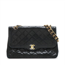 Load image into Gallery viewer, Best Chanel Matelasse Lambskin Paris Double Flap Double Chain Bag Black