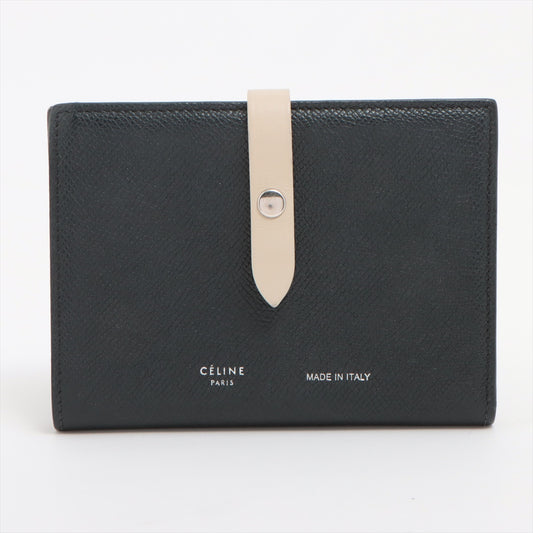 #1 Celine Medium Bifold  Leather Compact Wallet Black x Cream