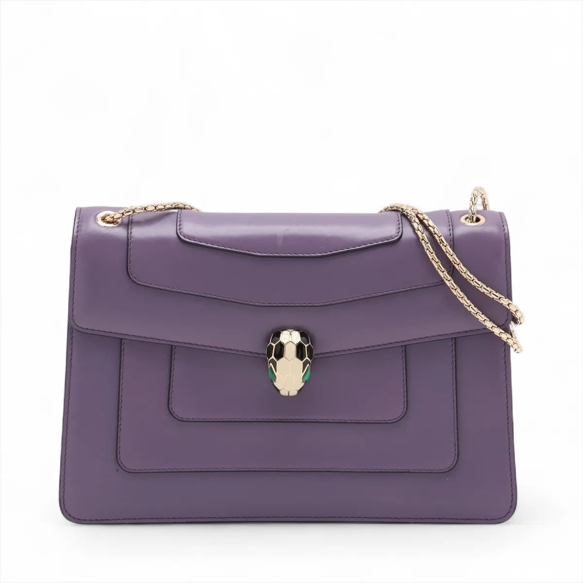 Bvlgari Serpenti Forever Leather Chain Shoulder Bag Purple
