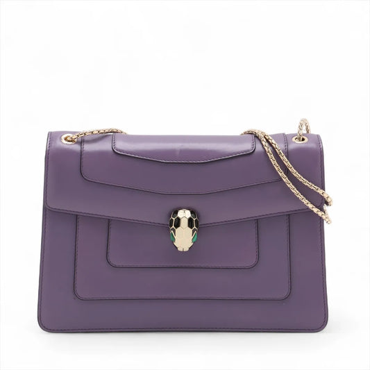 Bvlgari Serpenti Forever Leather Chain Shoulder Bag Purple