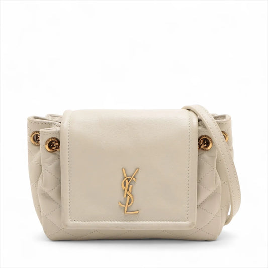 Saint Laurent Paris Mini Nolita Leather Chain Shoulder Bag White