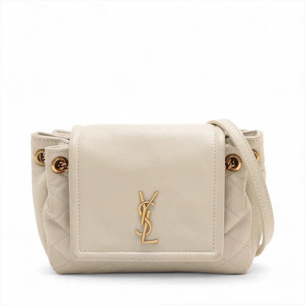 Saint Laurent Paris Mini Nolita Leather Chain Shoulder Bag White