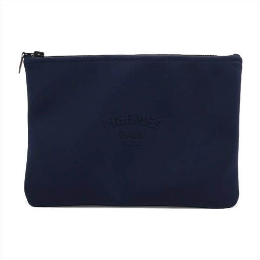 Hermès Trousse Flat MM Pouch Navy Blue