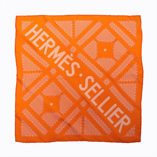 Hermes Sellier Serie Silk Scarf  Orange