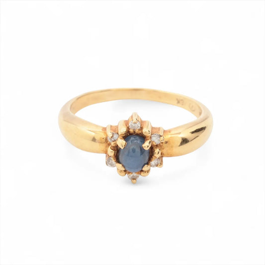 Blue Stone Diamond Gold Ring
