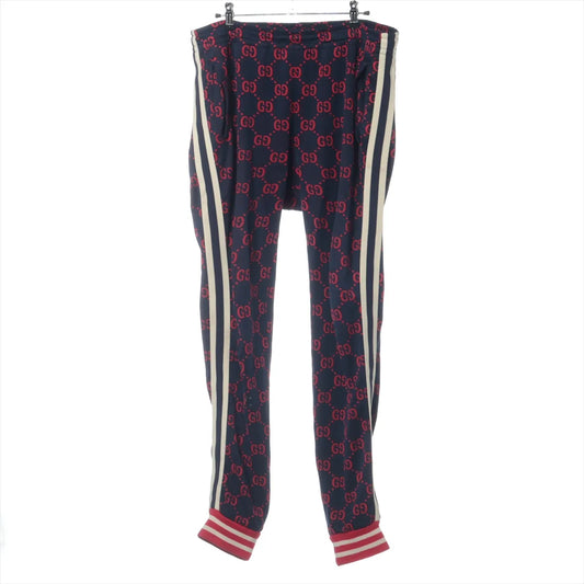 Gucci GG Jacquard Cotton Track Pants Navy Blue x Red