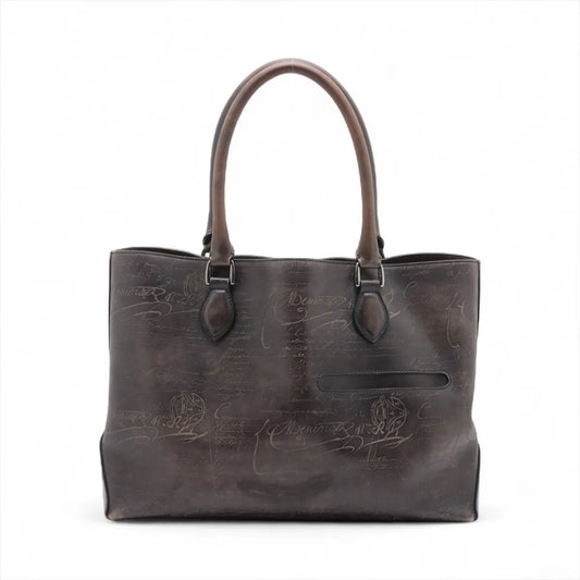 Best Berluti Calligraphy Toujour Leather Chain Tote Bag Black
