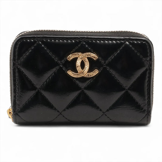 Chanel CC Logo Matelasse Lambskin Coin Purse Black