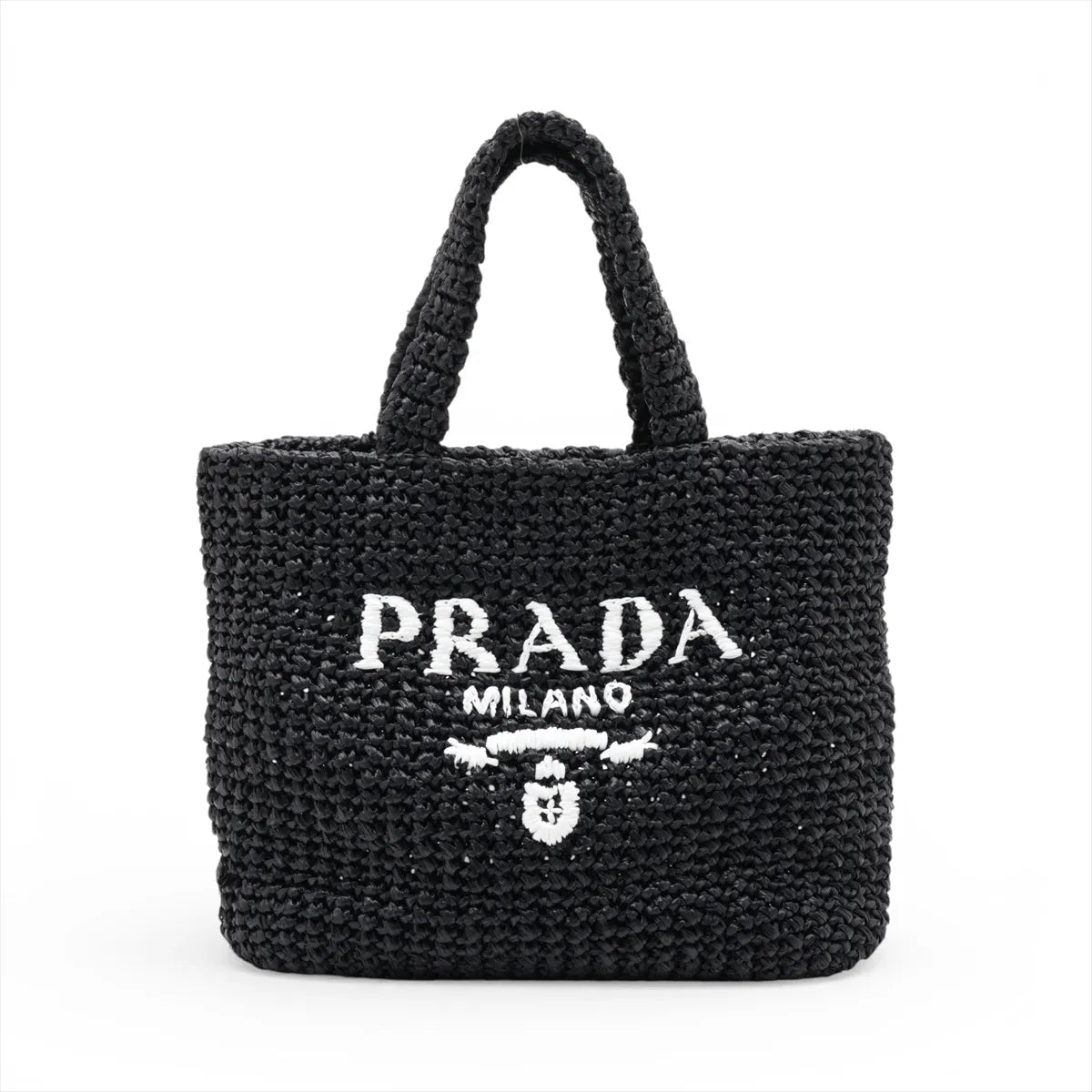 Prada Raffia Tote Bag Black
