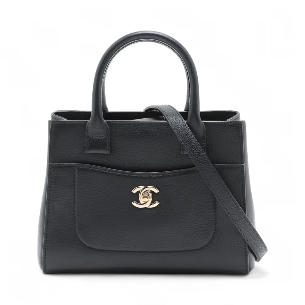 Chanel CC Logo Neo Executive Small Leather Two-Way Handbag Black