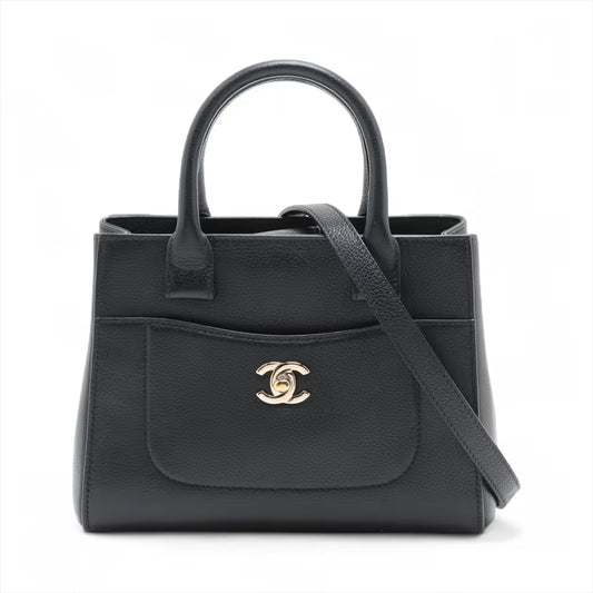 Chanel CC Logo Neo Executive Small Leather Two-Way Handbag Black
