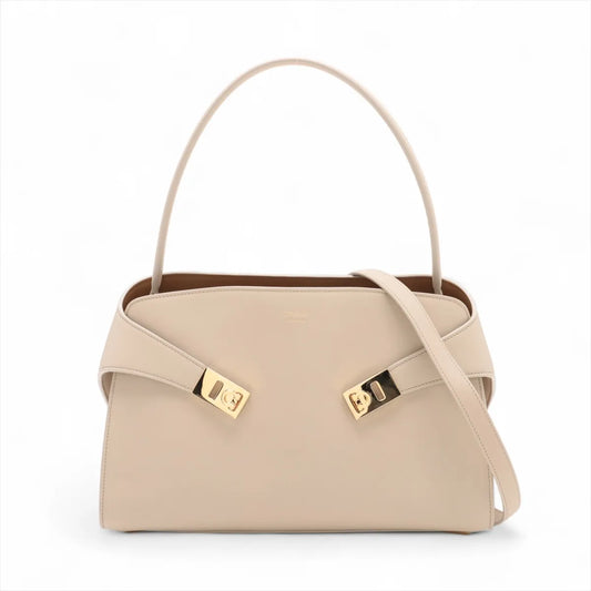 Ferragamo Hug Leather Handbag Beige