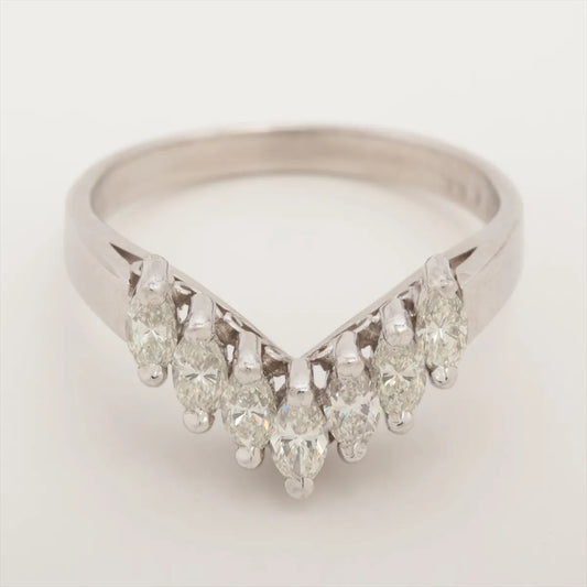 Crown Marquise Diamond Ring Platinum