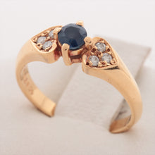 Load image into Gallery viewer, Mikimoto Sapphire Diamond Ring Yellow Gold