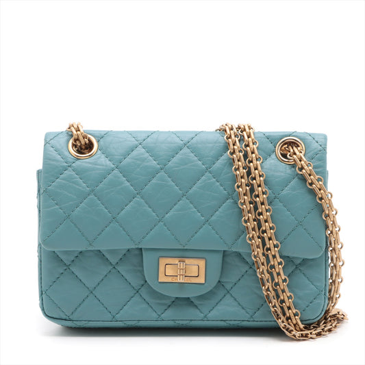 Chanel Matelasse 2.55 Mini Leather Single Flap Double Chain Bag Blue * PREORDER *