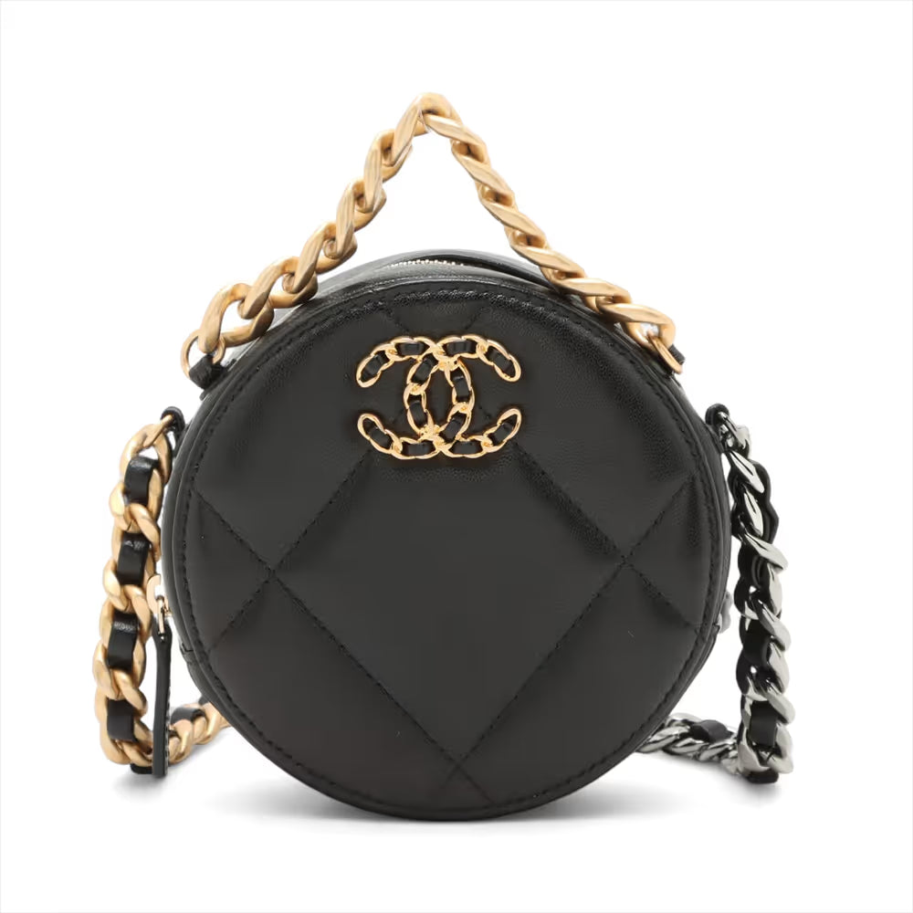 Chanel Chanel 19 Lambskin Round Chain Shoulder Bag Black