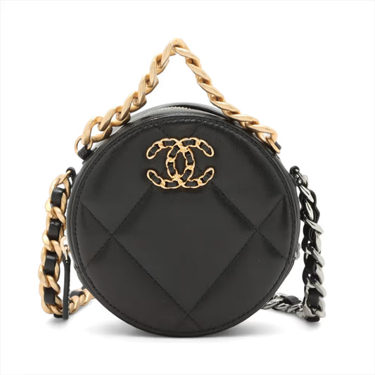 Chanel Chanel 19 Lambskin Round Chain Shoulder Bag Black