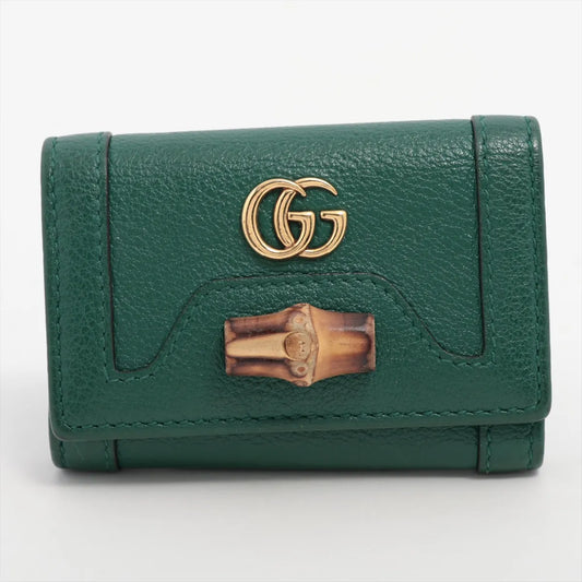 Gucci Bamboo GG Marmont Leather Key Case Green