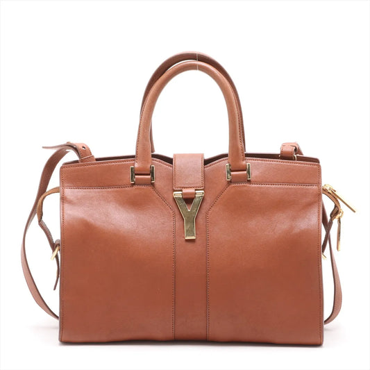 Yves Saint-Laurent Cabas Chyc Leather Two-Way Shoulder Bag Brown