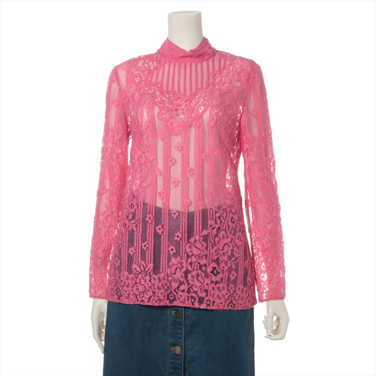 Valentino Garavani Lace See-through Longsleeve Blouse Pink