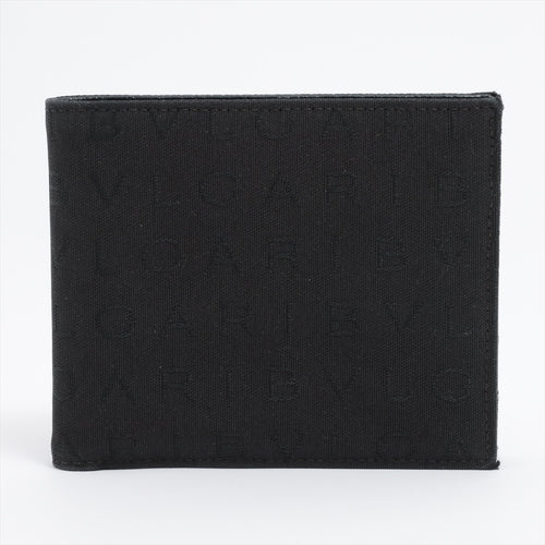 Best Bvlgari Logomania Canvas & Leather Compact Wallet Black