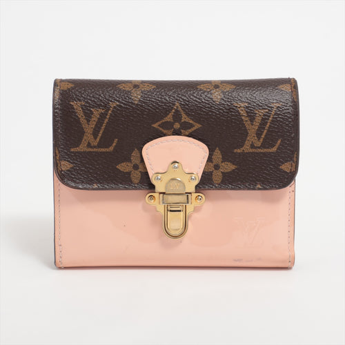 #1 Louis Vuitton Vernis × Monogram Canvas Trifold Wallet Rose Ballerine