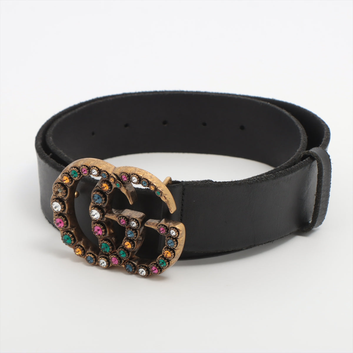 Gucci Double G Multicolor Rhinestone Belt Black