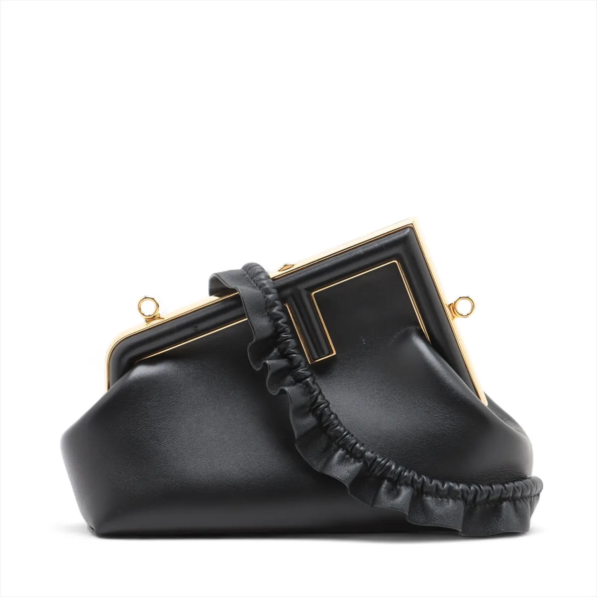 Fendi First Leather Chain Shoulder Bag Black