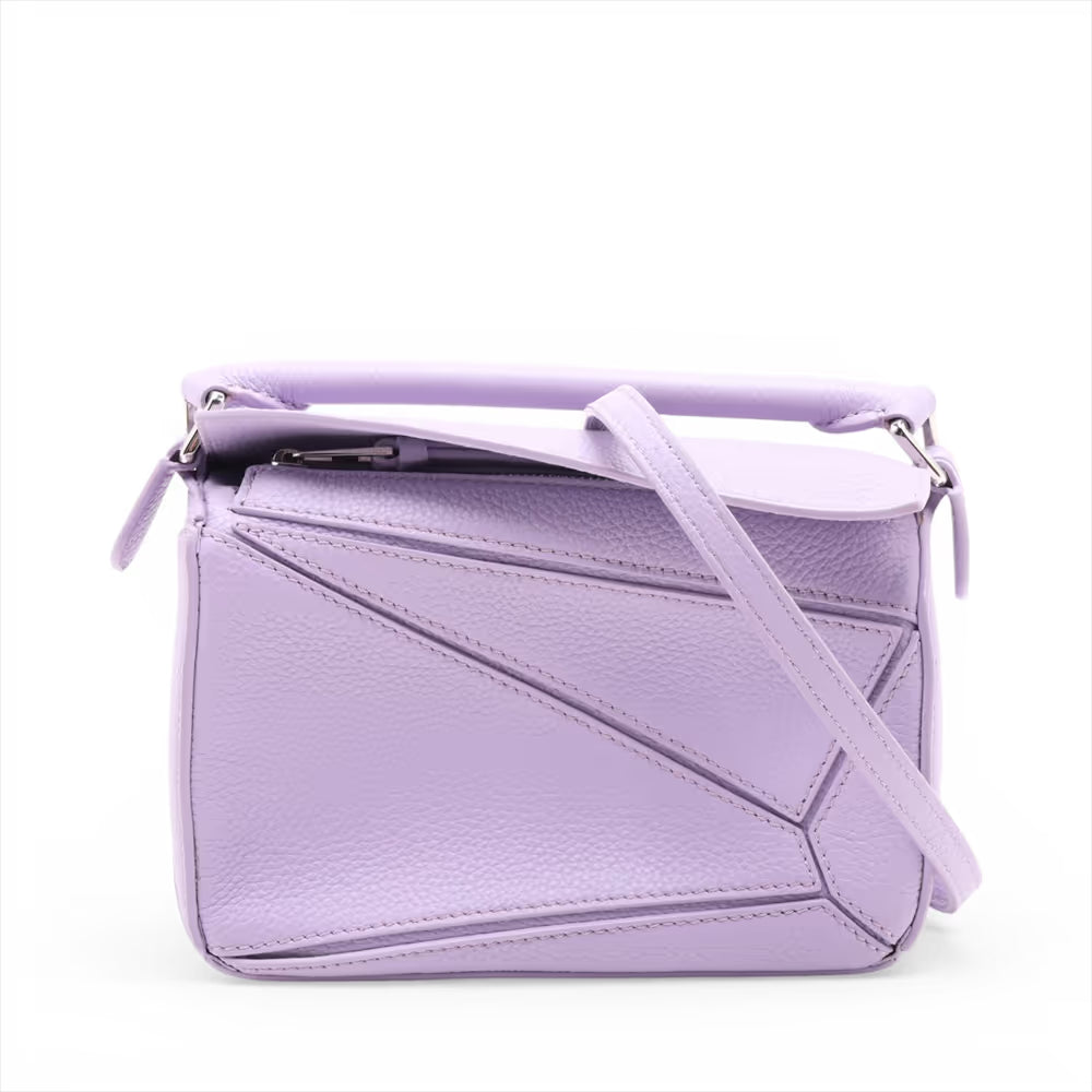 Loewe Mini Puzzle Leather Two-Way Shoulder Bag Purple