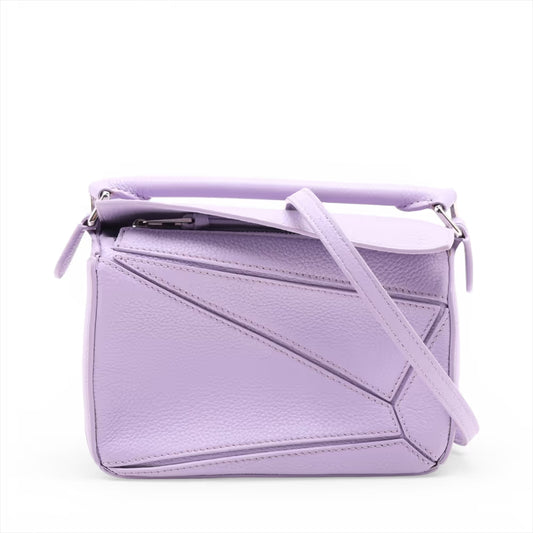 Loewe Mini Puzzle Leather Two-Way Shoulder Bag Purple