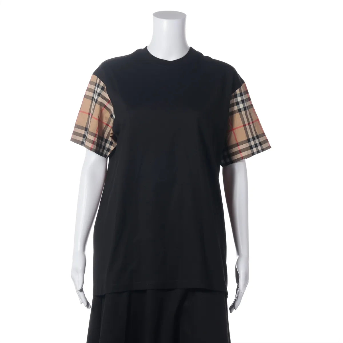 Burberry Nova Check Cotton T-shirt Black x Beige