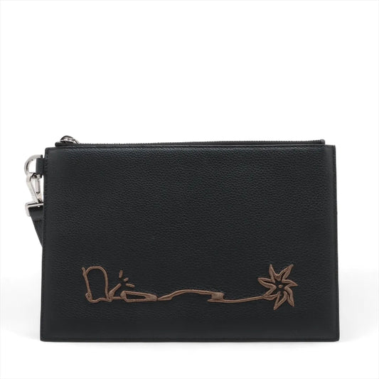 Dior x Cactus Jack Leather Clutch Bag Black