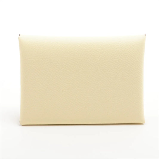 Hermès Calvi Duo Veau Epsom Coin Purse Cream Yellow