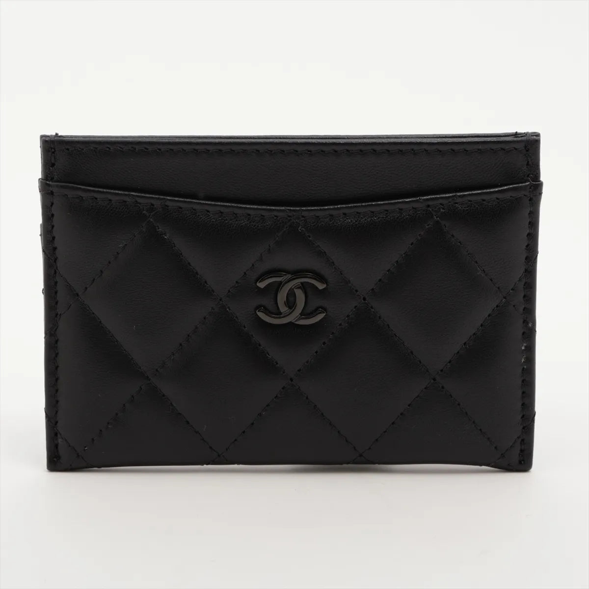 Chanel CC Logo Matelasse Lambskin Card Case Black