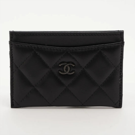 Chanel CC Logo Matelasse Lambskin Card Case Black