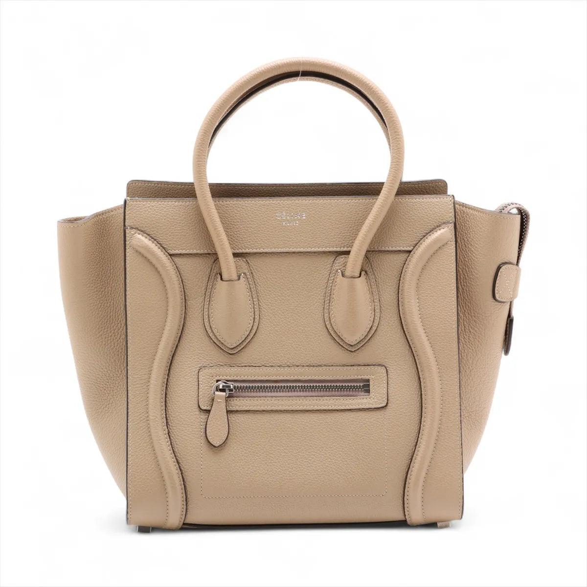 Celine Luggage Micro Shopper Leather Handbag Beige