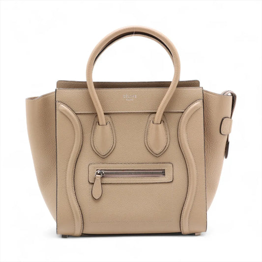 Celine Luggage Micro Shopper Leather Handbag Beige