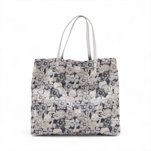 Chanel CC Logo Choupette Cat Emoticon Tote Bag Gray