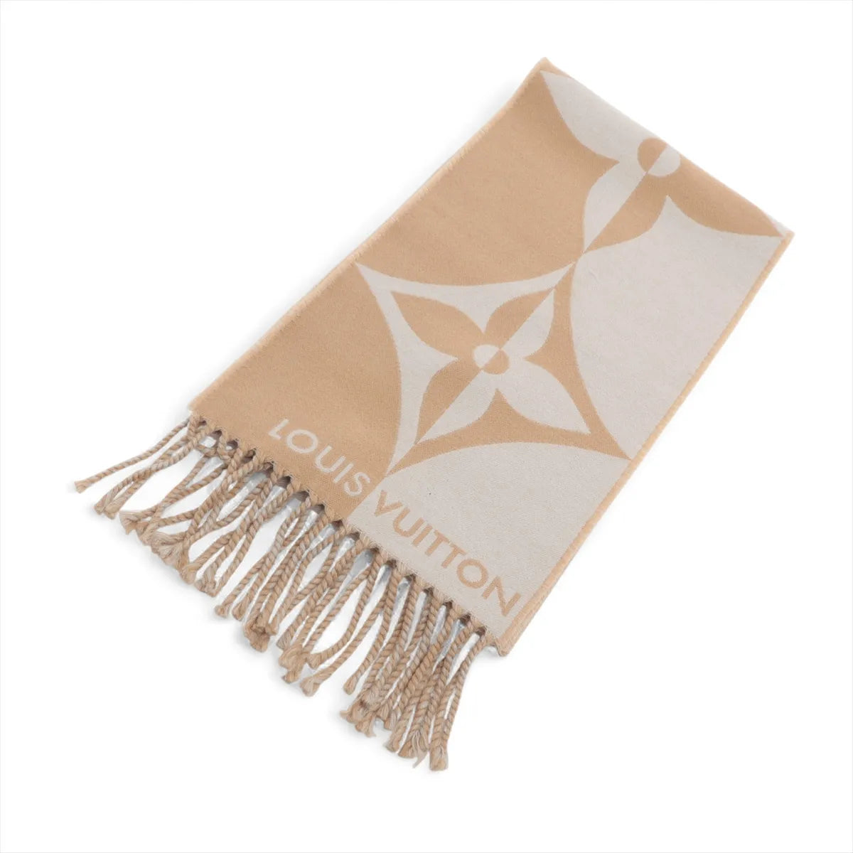 Louis Vuitton Monogram Graphic Dual Small Wool & Cashmere Scarf Beige